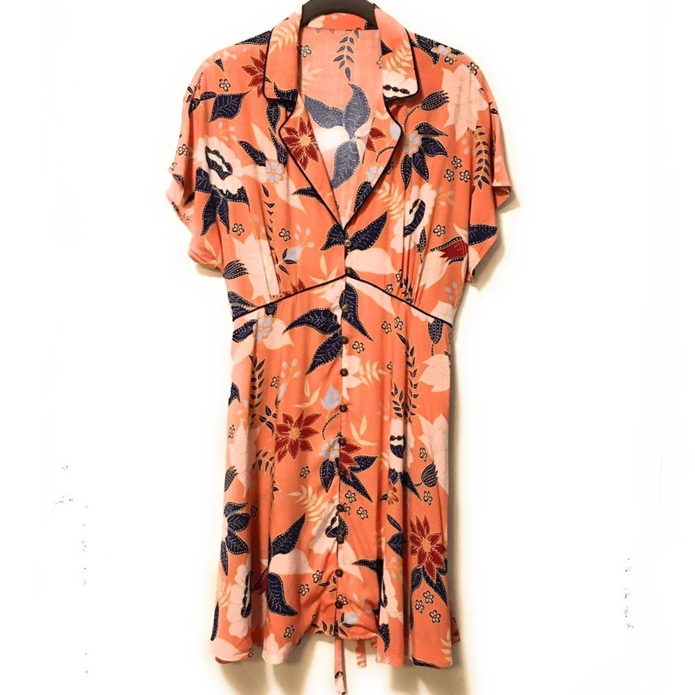 Floral Print Mini Shirt Dress Size M